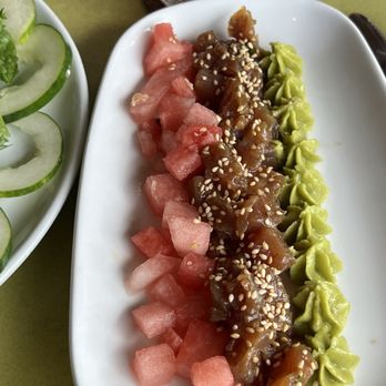 Tamboo Hotel & Restaurant - Tuna tartar with watermelon and avocado cream - Caribbean Near Me - Rincon, Puerto Rico Tamboo Hotel & Restaurant - Tuna tartar with watermelon and avocado cream - Caribbean Near Me - Rincon, Puerto Rico