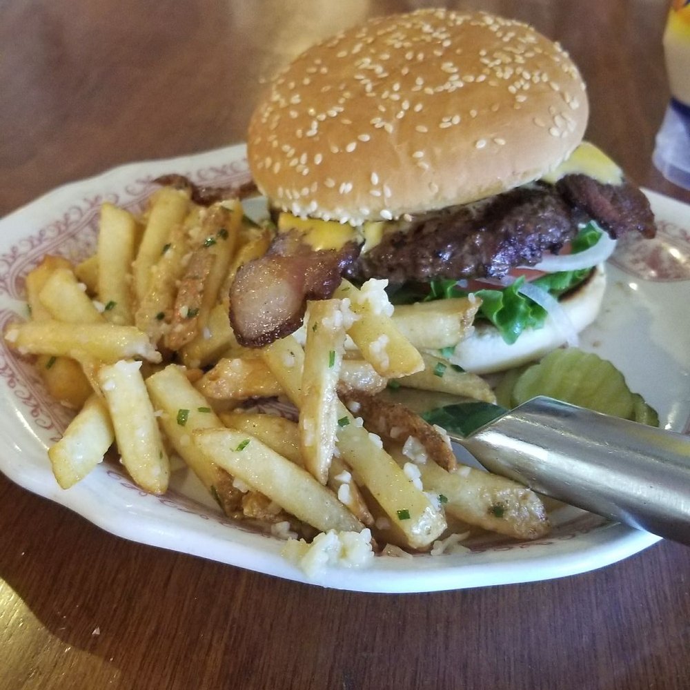 TJ's Roadhouse - Bacon cheeseburger, both Ginormous and delicious!!! - American Near Me - Colfax, California