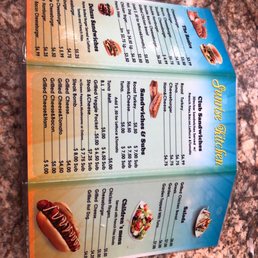 the menu for the restaurant