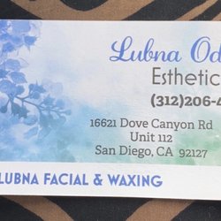 Lubna's Facials and Waxing - Her business card ! Book with her and tell her I sent ya !