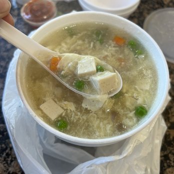 Mr. You Express - Egg drop soup with tofu peas and carrots - Chinese Near Me - Montclair, California Mr. You Express - Egg drop soup with tofu peas and carrots - Chinese Near Me - Montclair, California