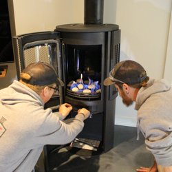 Full Service Chimney - Modern Gas Stove Installation. Let us be your Fireplace Store!