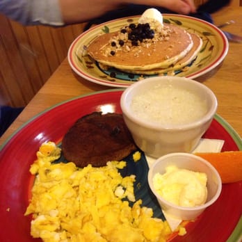 Brunchies - Blue berry pancakes, scrambled eggs, grits, and a portobello cap - Breakfast & Brunch Near Me - Tampa, Florida