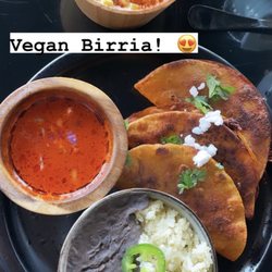 Casa del Vegano - Birria tacos with jackfruit and side of elote