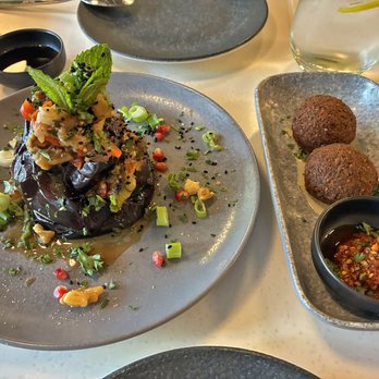 Darna - Baba Ghanoush (tower of eggplant) and Falafels - Middle Eastern Near Me - Toronto, Ontario Darna - Baba Ghanoush (tower of eggplant) and Falafels - Middle Eastern Near Me - Toronto, Ontario