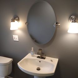 Bill Burkhart - Walls completed keeping toilet and sink in place for use.