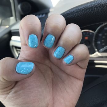 KC Nails & Spa - Teal glitter gel manicure 7/7 - Nail Salons Near Me - Placentia, California