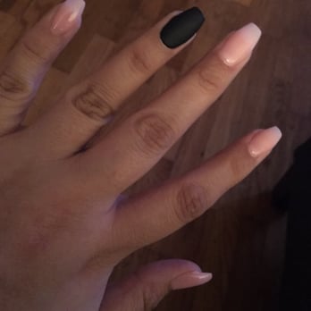 Creative Nails and Spa - Coffin nails done by Kathy, so happy with them. Nice, thin and natural looking. Bad lighting but can still see :) - Nail Salons Near Me - Seattle, Washington