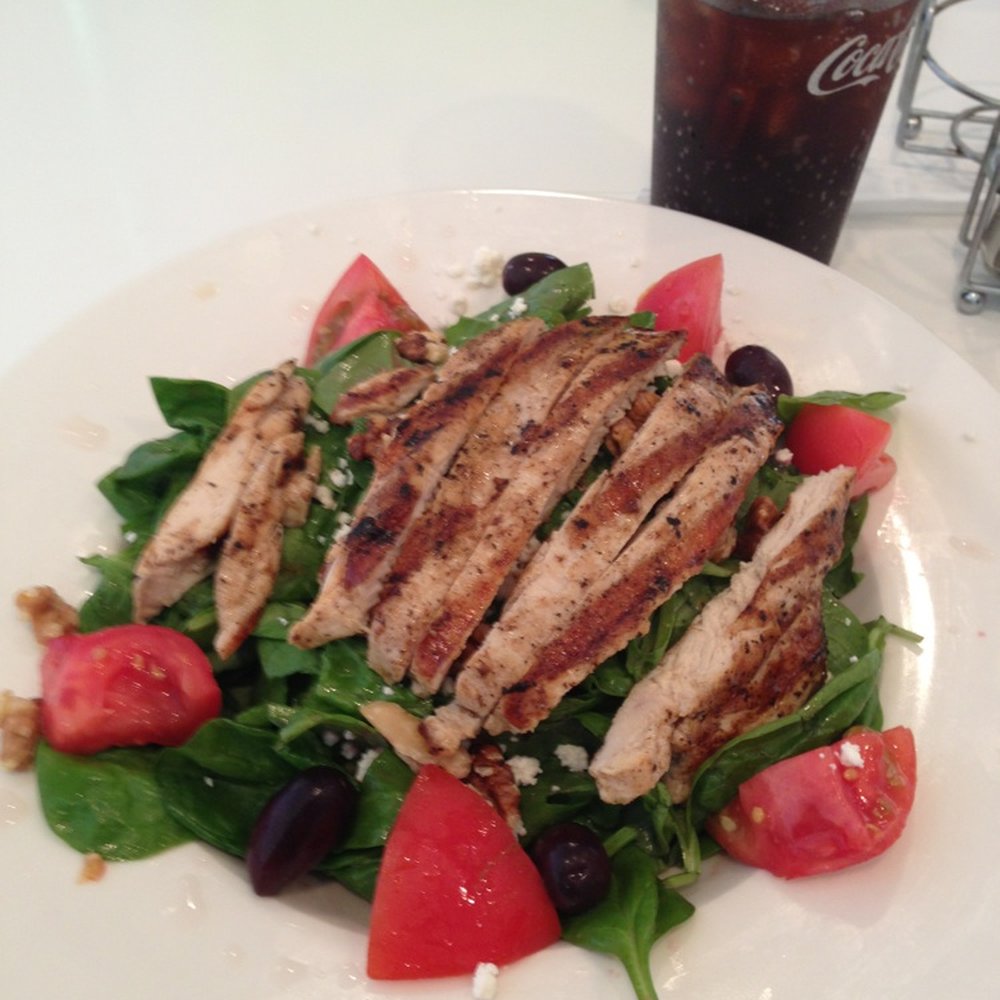 Dino's Grill - Spinach salad with chicken no bacon. - Greek Near Me - Newark, California