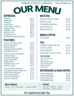 Menu photo 4 Tanner's Coffee La Mirada, CA Menu photo 4 Tanner's Coffee La Mirada, CA