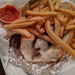 Buon Appetito - Meatball Sub with crispy fries! Marina on the side for delivery makes it great!