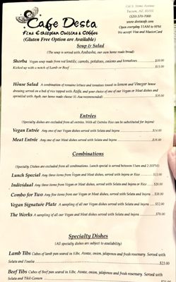 Menu photo 2 Cafe Desta Tucson, AZ