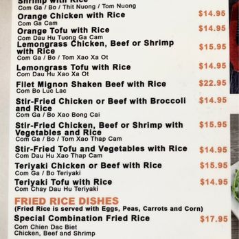 Pho Laveen - Rice and fried rice menu 9-22 - Vietnamese Near Me - Phoenix, Arizona