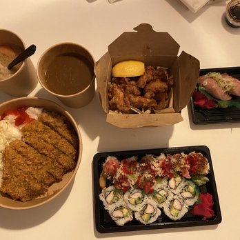 Sazanami - Pork Katsu curry, California roll, crunch connection roll, karagge - Sushi Bars Near Me - Fort Lee, New Jersey Sazanami - Pork Katsu curry, California roll, crunch connection roll, karagge - Sushi Bars Near Me - Fort Lee, New Jersey