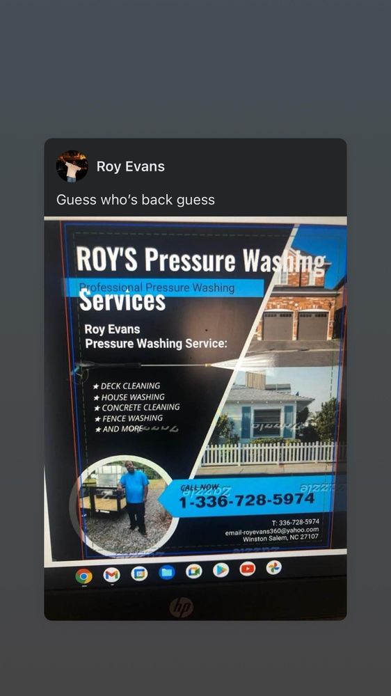 ROY’S PRESSURE WASHING SERVICE Updated September 2024 Request a