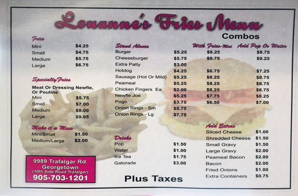 Menu photo 3 Louanne's Famous Fries Georgetown, ON