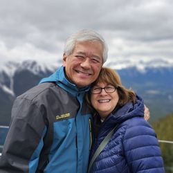 Banff Gondola - Here we are having reached the top of the ride!! The view was absolutely incredible!!