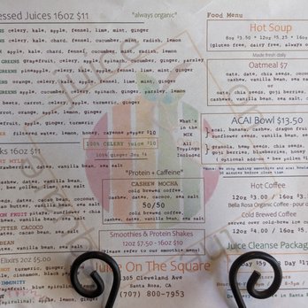 Juice On The Square - 09.21.24 Menu - Juice Bars & Smoothies Near Me - Santa Rosa, California