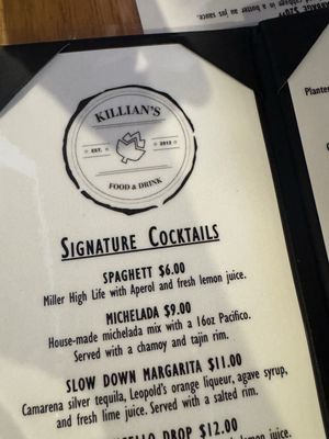 Menu photo 3 Killian's Spearfish, SD