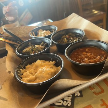 Mission BBQ - Sides:  Coleslaw, Green Beans with Bacon, Kickin' Collard Greens, Baked Beans with Brisket, and Seasonal Baked Cheesy Potatoes - Barbeque Near Me - Orlando, Florida