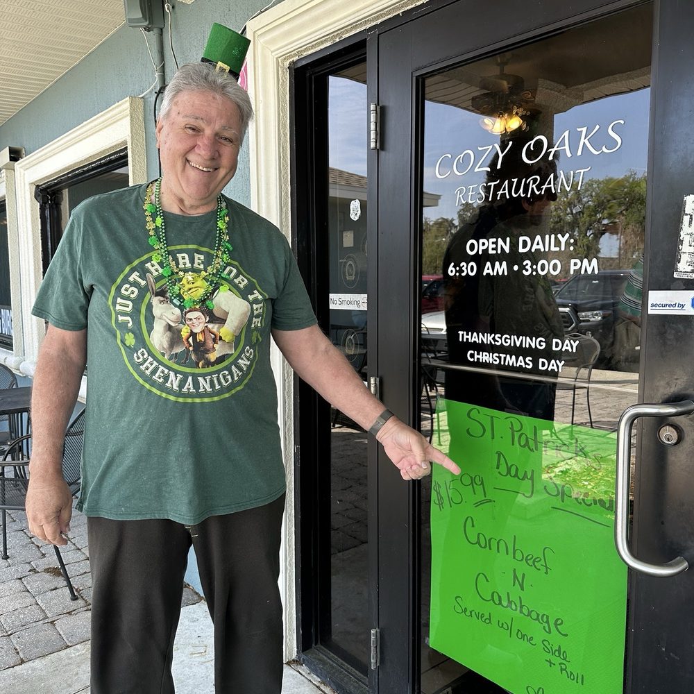 Cozy Oaks Restaurant - Bill outside of Cozy Oaks - Breakfast & Brunch Near Me - Lakeland, Florida Cozy Oaks Restaurant - Bill outside of Cozy Oaks - Breakfast & Brunch Near Me - Lakeland, Florida