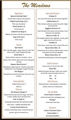Menu photo 1 The Meadows Restaurant Castro Valley, CA Menu photo 1 The Meadows Restaurant Castro Valley, CA