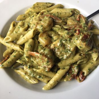 Trattoria 25 - Special of the day, penne pasta with pesto sauce and sun-dried tomatoes, and shrimp... yummy!!! - Italian Near Me - Vernon, California Trattoria 25 - Special of the day, penne pasta with pesto sauce and sun-dried tomatoes, and shrimp... yummy!!! - Italian Near Me - Vernon, California