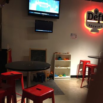 Deft Brewing - Kids' corner with toys, chalk board, and little puppet theater. Cute! - Breweries Near Me - San Diego, California Deft Brewing - Kids' corner with toys, chalk board, and little puppet theater. Cute! - Breweries Near Me - San Diego, California