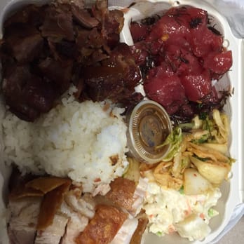 Alicia's Market - Char siu pork with Roast pork and ahi kinu poke. Simple delicious! - Grocery Near Me - Honolulu, Hawaii Alicia's Market - Char siu pork with Roast pork and ahi kinu poke. Simple delicious! - Grocery Near Me - Honolulu, Hawaii