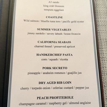VIII by selanne - Menu for the night - Seafood Near Me - Laguna Beach, California VIII by selanne - Menu for the night - Seafood Near Me - Laguna Beach, California