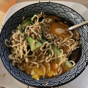 AFURI Ramen+Dumpling - Beaverton - Spicy ramen with extra bok choy and mushrooms - Ramen Near Me - Beaverton, Oregon