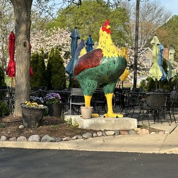 Tony's Cafe - Outside by umbrella tables. - Breakfast & Brunch Near Me - Crystal Lake, Illinois