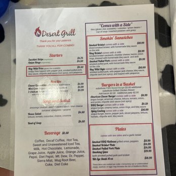 Desert Grill - Updated menu 6-6-2021 - Barbeque Near Me - Panguitch, Utah