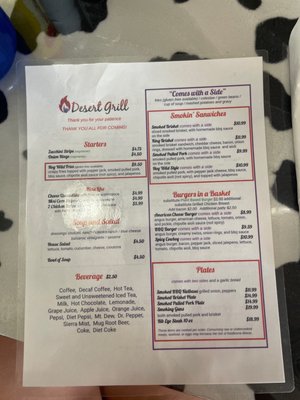 Menu photo 6 Desert Grill Panguitch, UT