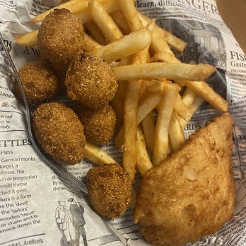 Mr Fish Fish & Chips - One piece Alaskan cod with fries and hush puppies - Seafood Near Me - Yuma, Arizona