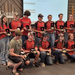 Casa Grande Trap & Skeet - JO COMBS HS Team receiving buckles for winning AZ State HS Competition