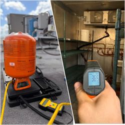Recharge refrigerant walking box commercial R404. Problem with Leak refrigerant . Nice job