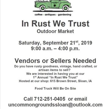Uncommon Grounds - In Rust We Trust Sept 21 - Coffee & Tea Near Me - Sloan, Iowa