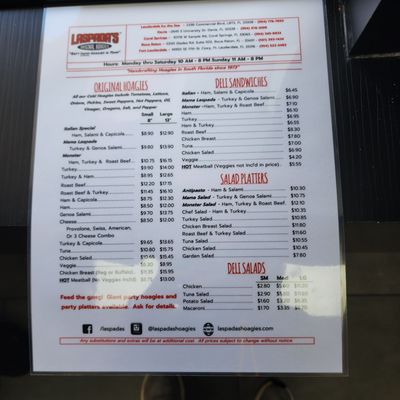 Menu photo 4 Laspada's Original Hoagies Boca Raton, FL Menu photo 4 Laspada's Original Hoagies Boca Raton, FL