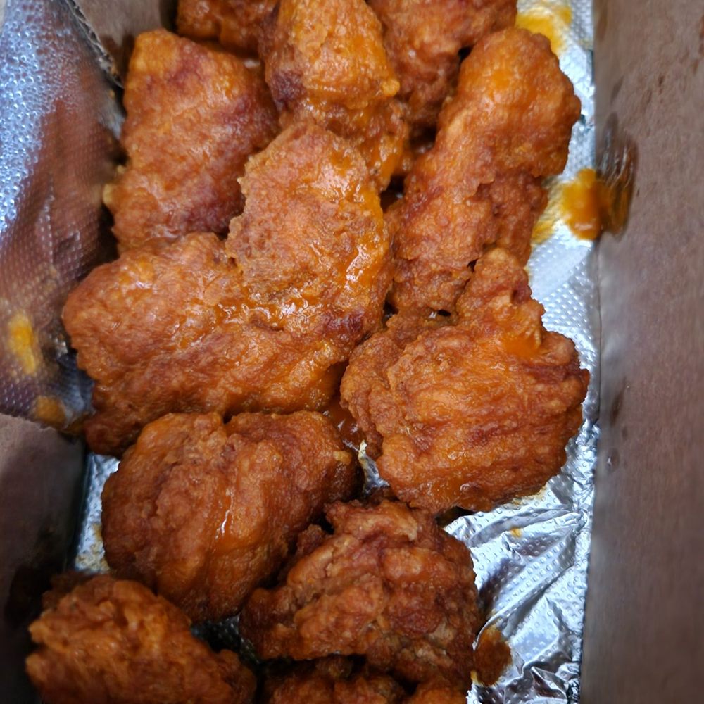 More boneless wings. These are medium buffalo. More boneless wings. These are medium buffalo.