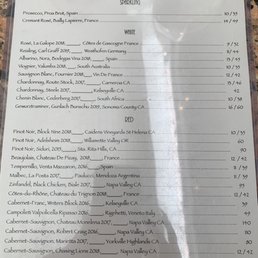 Wine menu Wine menu