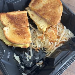 This was how the food was given to my son, (cold when I live 2 minutes away) thrown together and hash browns portion was only 1/2 This was how the food was given to my son, (cold when I live 2 minutes away) thrown together and hash browns portion was only 1/2