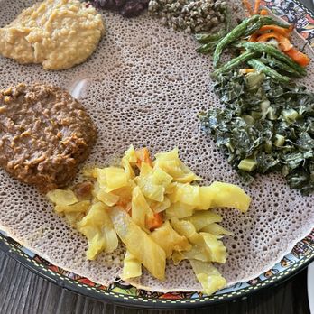 Ethiopis - Large Veggie Sampler Platter - Ethiopian Near Me - Rockville, Maryland Ethiopis - Large Veggie Sampler Platter - Ethiopian Near Me - Rockville, Maryland