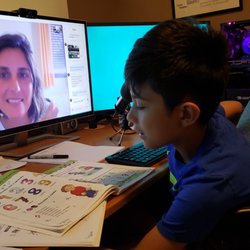 Spanish Tutor DC - Noah with his tutor Rocio.