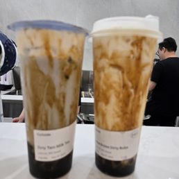 Taro milk tea and creme brulee
