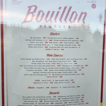 Bouillon Pigalle - Menu 2022 - French Near Me - Paris, 75 Bouillon Pigalle - Menu 2022 - French Near Me - Paris, 75