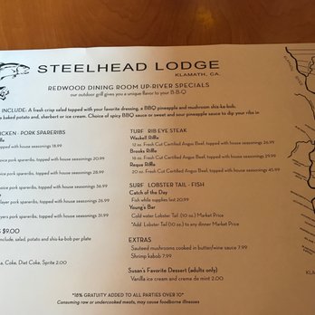 Steelhead Lodge - July 2017 Menu - Hotels Near Me - Klamath, California Steelhead Lodge - July 2017 Menu - Hotels Near Me - Klamath, California