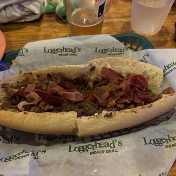 Loggerhead's Beach Grill - They say authentic philly cheesesteak....Terribly inaccurate. Hardly any meat/cheese. Roll was terrible. Added bacon from wife's salad. - Music Venues Near Me - Folly Beach, South Carolina Loggerhead's Beach Grill - They say authentic philly cheesesteak....Terribly inaccurate. Hardly any meat/cheese. Roll was terrible. Added bacon from wife's salad. - Music Venues Near Me - Folly Beach, South Carolina