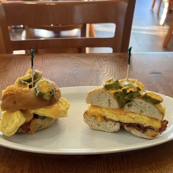 Bagel Nosh Deli - Bacon, Egg and Cheese on Jalapeno Cheddar Bagel - get this! - Bagels Near Me - Santa Monica, California Bagel Nosh Deli - Bacon, Egg and Cheese on Jalapeno Cheddar Bagel - get this! - Bagels Near Me - Santa Monica, California