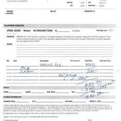 Stones River Appliance - Workorder charge, wrong part number for my machine.